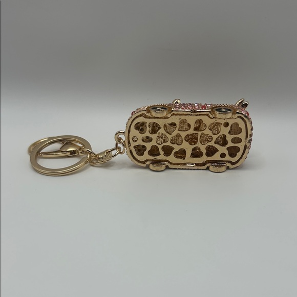 Gold and Pink Rhinestone Car Keychain - Picture 5 of 6